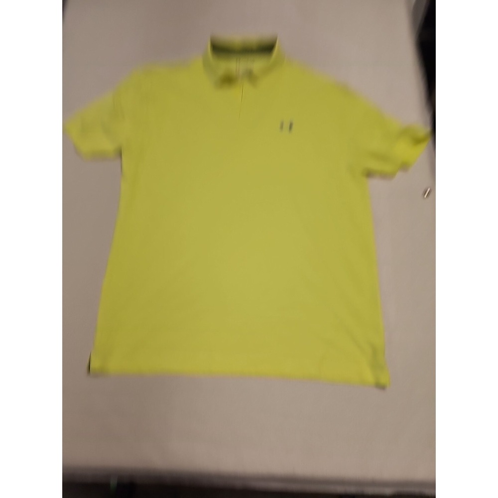 Under Armour Mens XL HeatGear Loose Polo Shirt Neon Yellow Lime Green Golf Tee